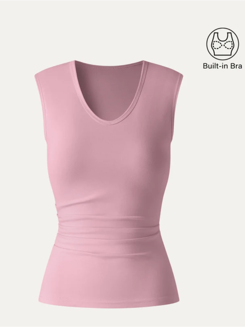 OGL U-Neck Tucked Sleeveless Built In Bra Top Size XL Pink